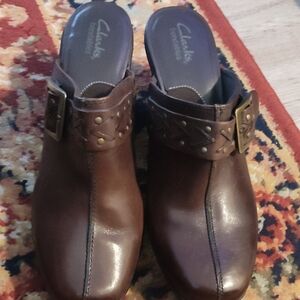 Clarks Women's Dark Brown Leather Clogs